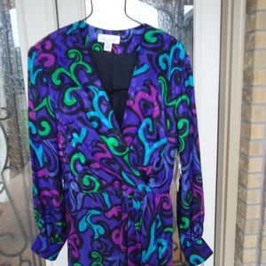 NOS Vtg 80s 100% Silk Dress sz 12 Nwt